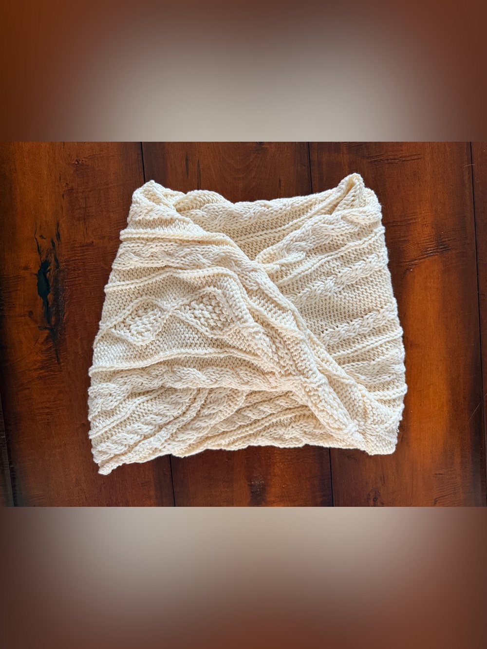 Patrick Francis Cream Cable Knit Twist Infinity Scarf